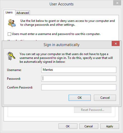 Sign in automatically